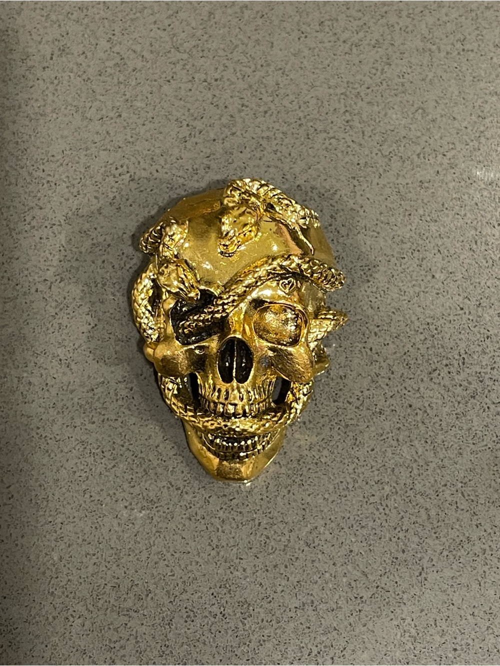 Gold Skull Wall Hook with Snake Accent Brooch